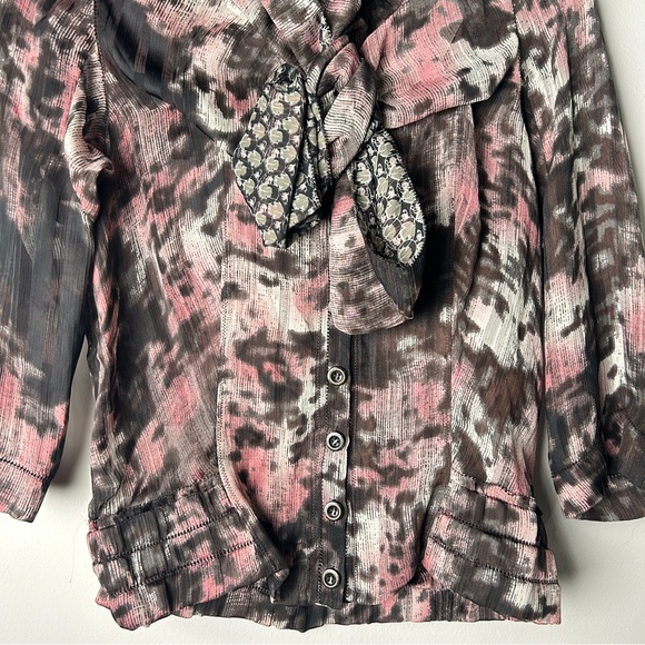Byron Lars Beauty Mark Designer Sample NWTs Pink and Black Women's Blouse Size 2 - Picture 4 of 10